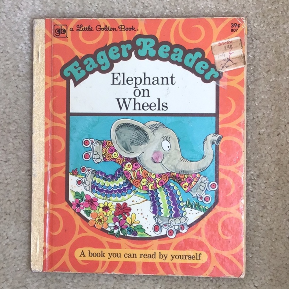 Vintage Eager Reader Elephant on Wheels, A Little Golden Book, 1974